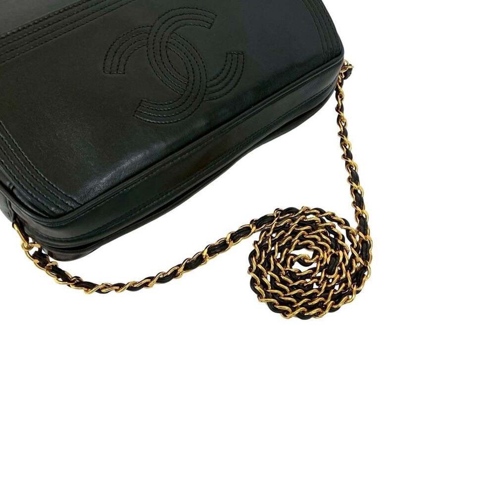 CHANEL Black Lambskin Leather Logo Shoulder Bag - Picture 4 of 10